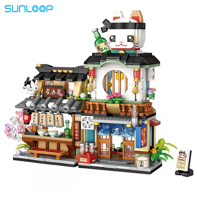 Loz Architecture Street Shop Izakaya Moc Building Blocks Store Japanese Street Scene Puzzle Gift Toy for Adults or Children