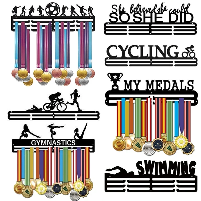 Medal Wall Hooks Multi Style Hanging Holder Rack Hanger Bracket Office Decor Iron Triathlon Running Sport Challenge Home