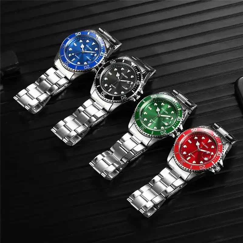 Men Watch Luxury Quartz Watch Business Watches Blue Dial Calendar Men Stainless Steel Band Fashion Male Wrist Watch Clock