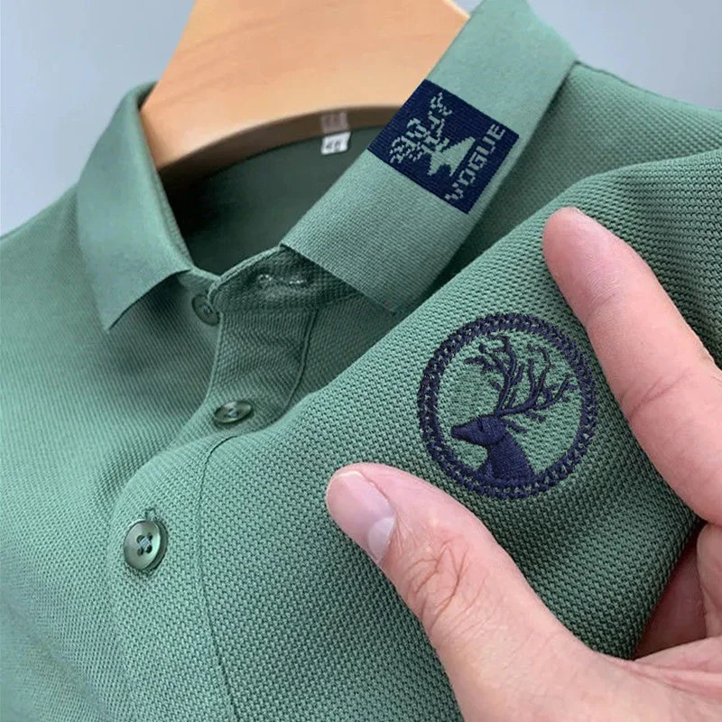 Men’s Casual Fashion Polo Shirt Breathable and Comfortable Embroidered Top