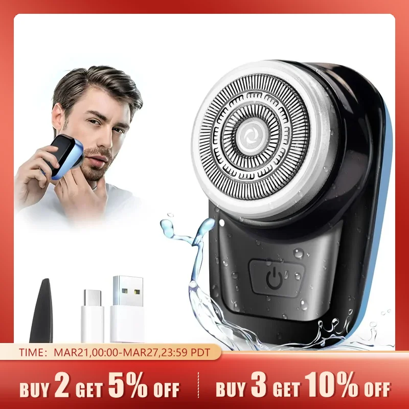 Mini Electric Shaver Self Sharpening Shaver Portable Shaver Beard Trimmer Rechargeable Razor for Men 7900 Rpm LPX7 Waterproof