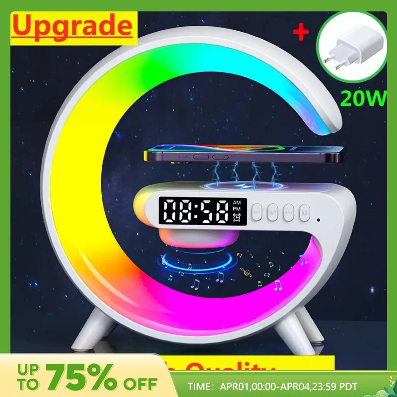 Mini Multifunction Wireless Charger Pad Stand Speaker TF RGB Night Light Fast Charging Station for iPhone Samsung Xiaomi Huawei