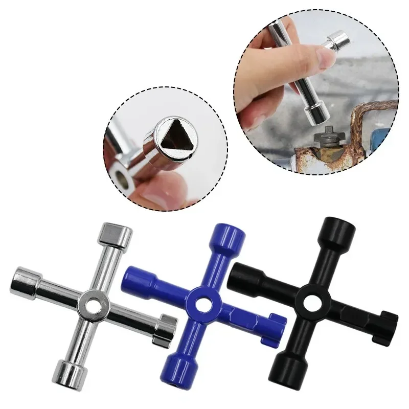 Multi-purpose triangular key wrench in electric control cupboard, elevator, water meter valve, cross square hole key