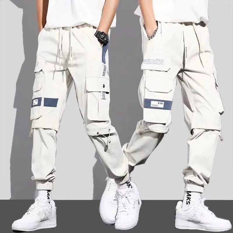 New Hong Kong Style Workwear Pants, Men’s Solid Color Versatile Loose Trendy Large Size Leggings