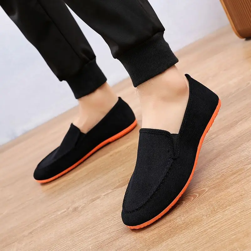 Old Men Breathable Canvas Loafers 2023 Summer Flat Jogging Driving Shoes Man Cheap Sneakers Plus Size Brand Vintage Casual Shoes