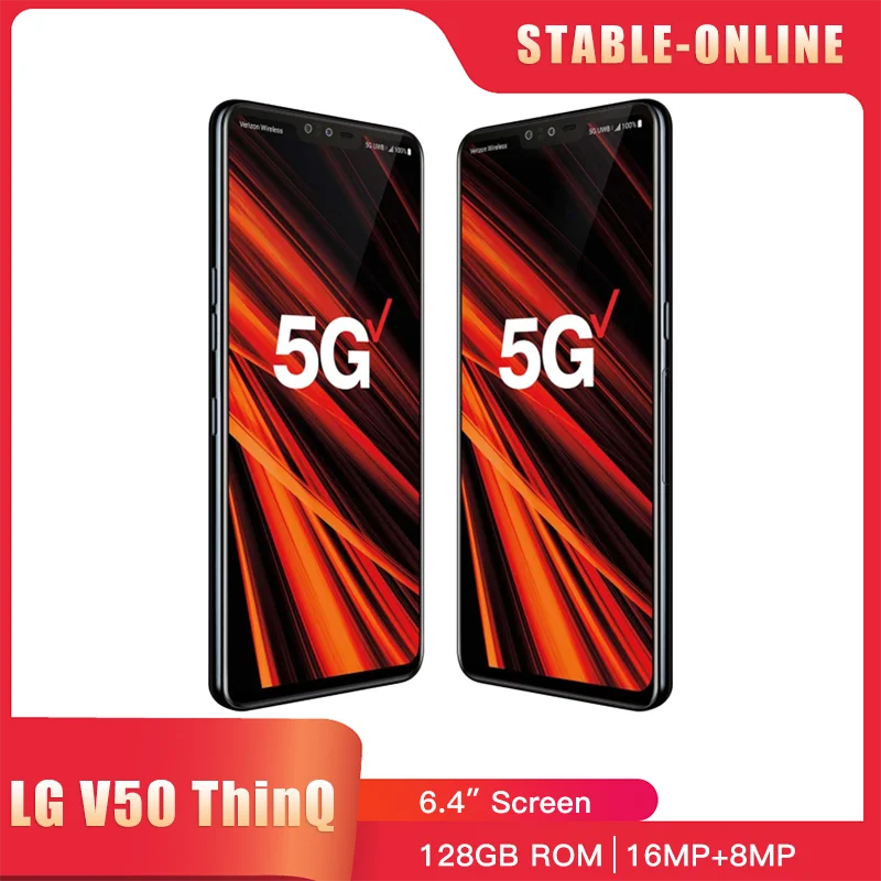 Original LG V50 ThinQ 5G Mobile Phone 6.4” 6GB RAM 128GB ROM 16MP Triple Rear Camera (NO Polish/Hebrew) 4G LTE Cellphone