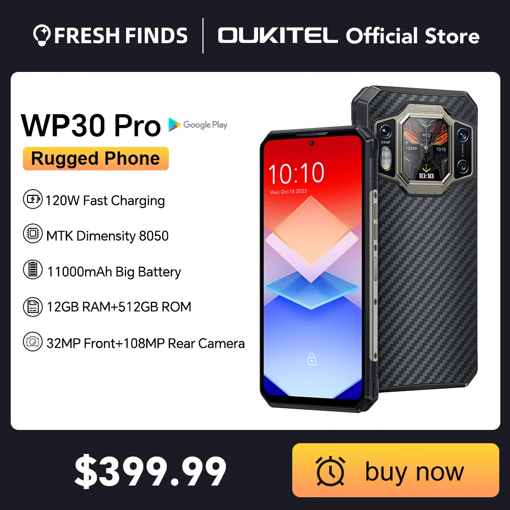 Oukitel WP30 Pro 120W 5G Rugged Smartphone android 13 12GB+512GB 11000 mAh 6.78