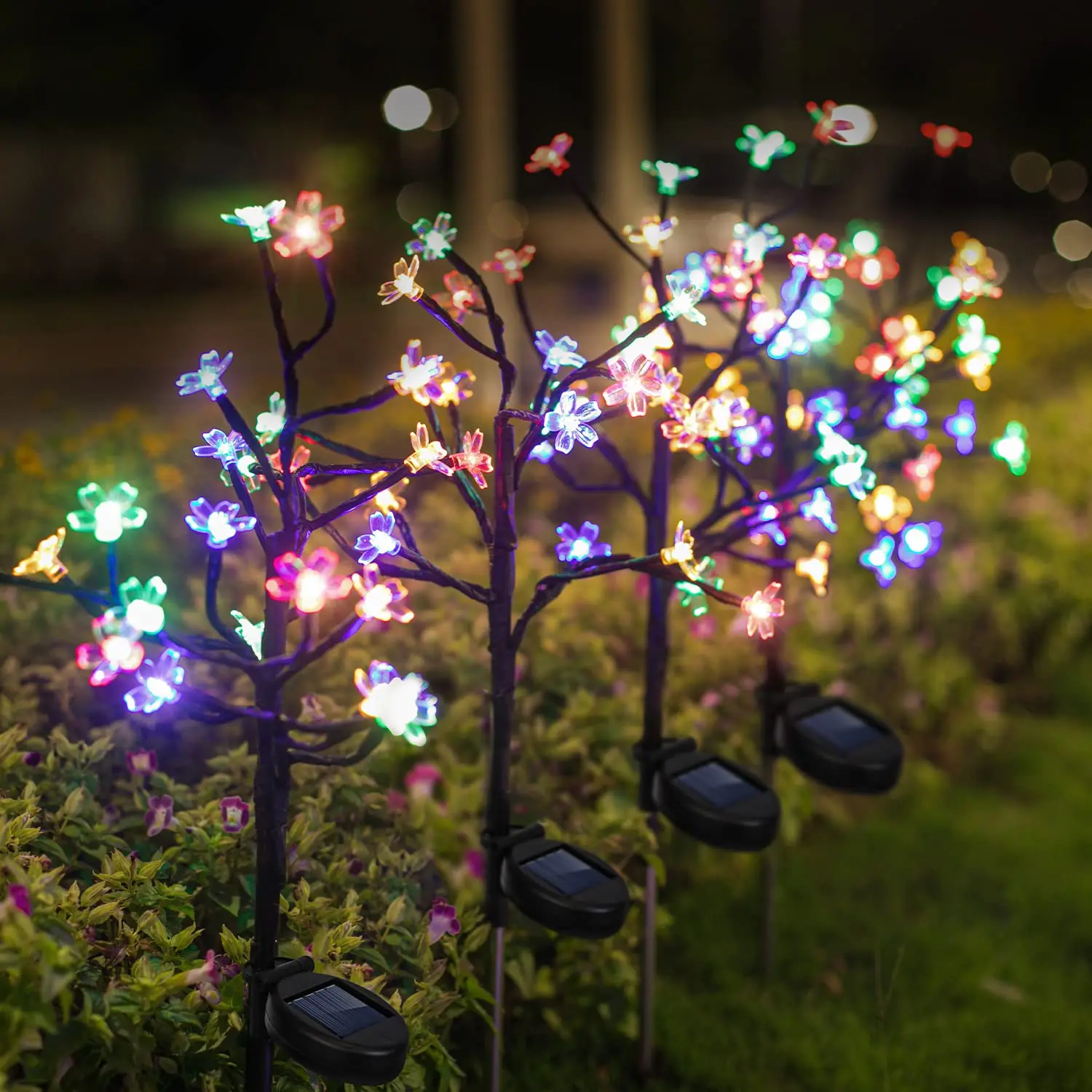 Outdoor Solar Flower Light for Garden Decoration LED RGB Fairy Light Solar Powered lamp Decorative Lights for Landscape Backyard