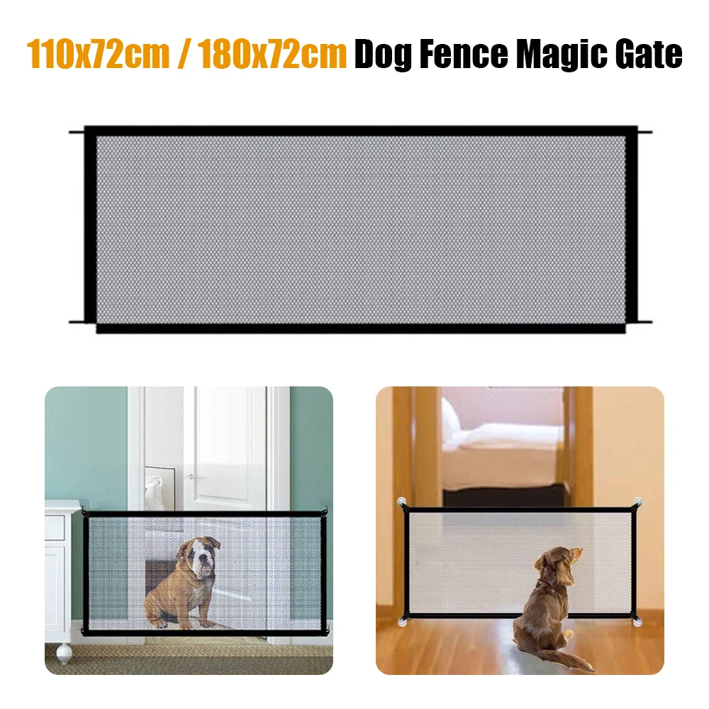 Pet Dog Barrier Fences Portable Children Safety Gate Black Pet Isolation Safety Fence Folding Magic Pet Gate Extra Wide Dog Gate