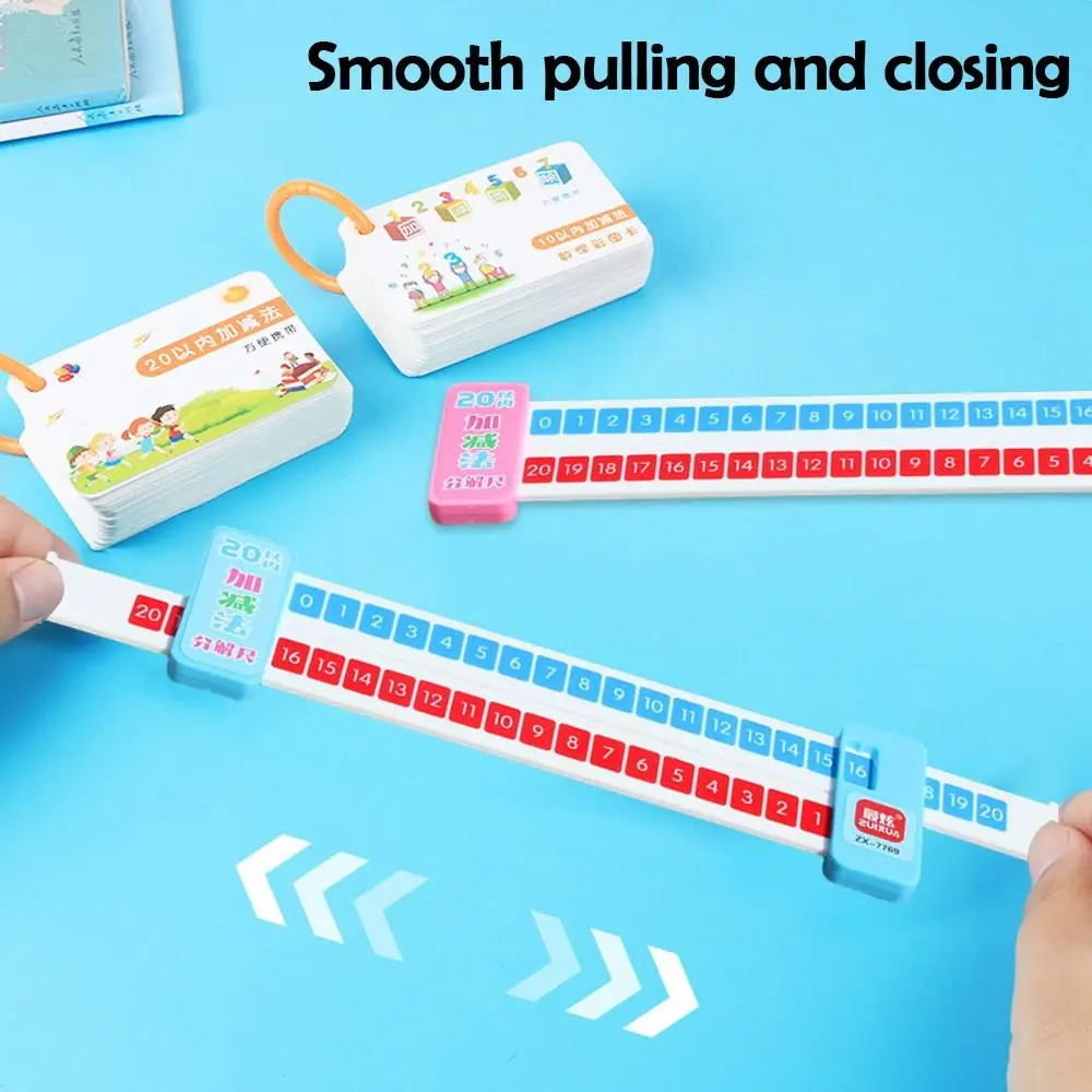 Pink/Blue Math Decomposition Ruler Portable Within 20 Addition Ruler Plastic Teaching Demonstration Subtraction Ruler