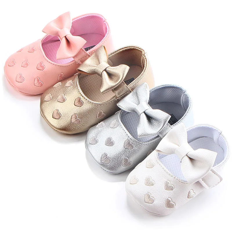 Princess Love Shoes PU Leather Baby Girl Baby Moccasins Shoes Big Bow Fringe Soft Soled Non-slip Footwear Crib Shoes