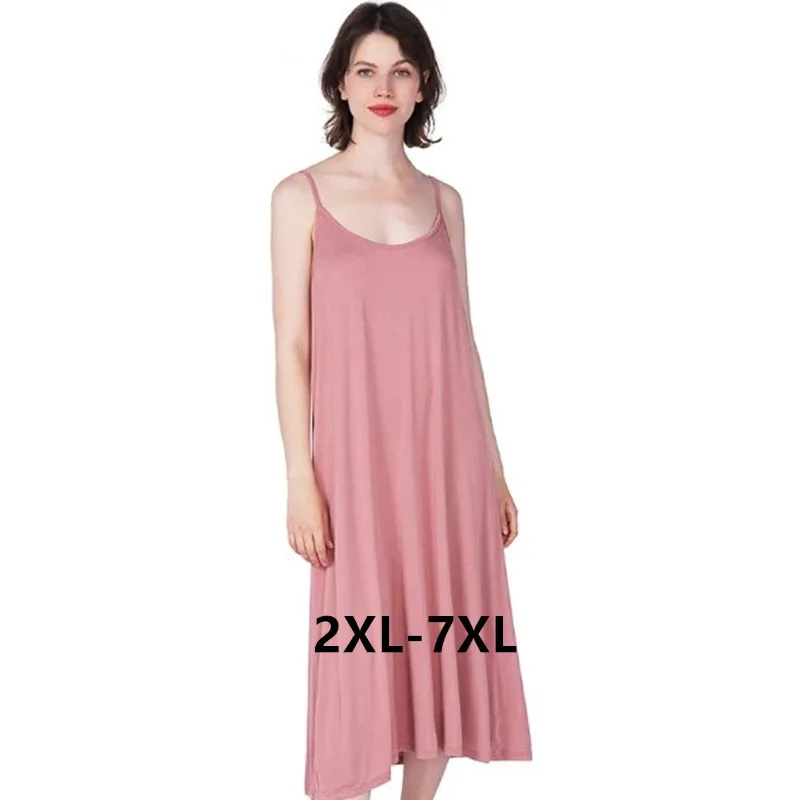 Sexy Sleepwear Women Plus Size Cotton Nightwear Night Dress Loose Sling Lingerie Long Nightdress Female Modal Soft Nightgown 7XL