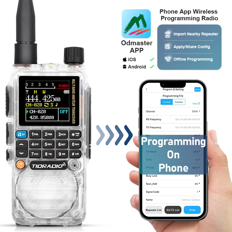 TIDRADIO TD H3 Professional Walkie Talkie Phone APP Type-C Cable  Programming &Charge Long Range Portabl Radio Communicator Set