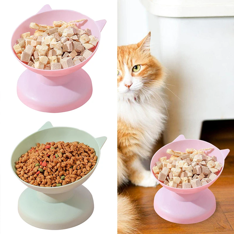 Tilted Elevated Cat Bowl Plastic Cat Dog Bowl Dish Anti Vomiting Pet Food Water Feeder Raised Dog Bowl Pet Accessories