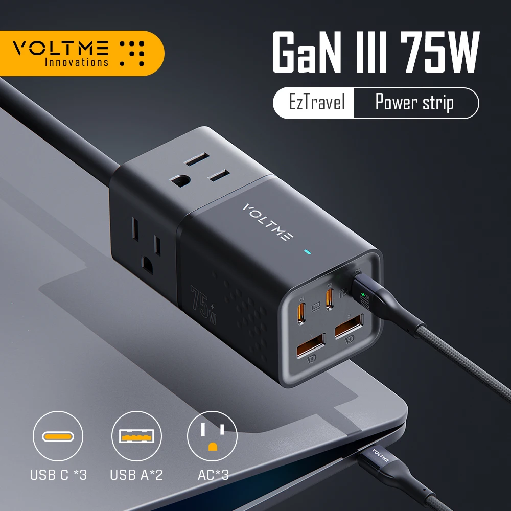 VOLTME 75W Desktop Charger Quick Charge Power Strip USB Type C Fast Charging Station For MacBook iPhone Xiaomi iPad Samsung