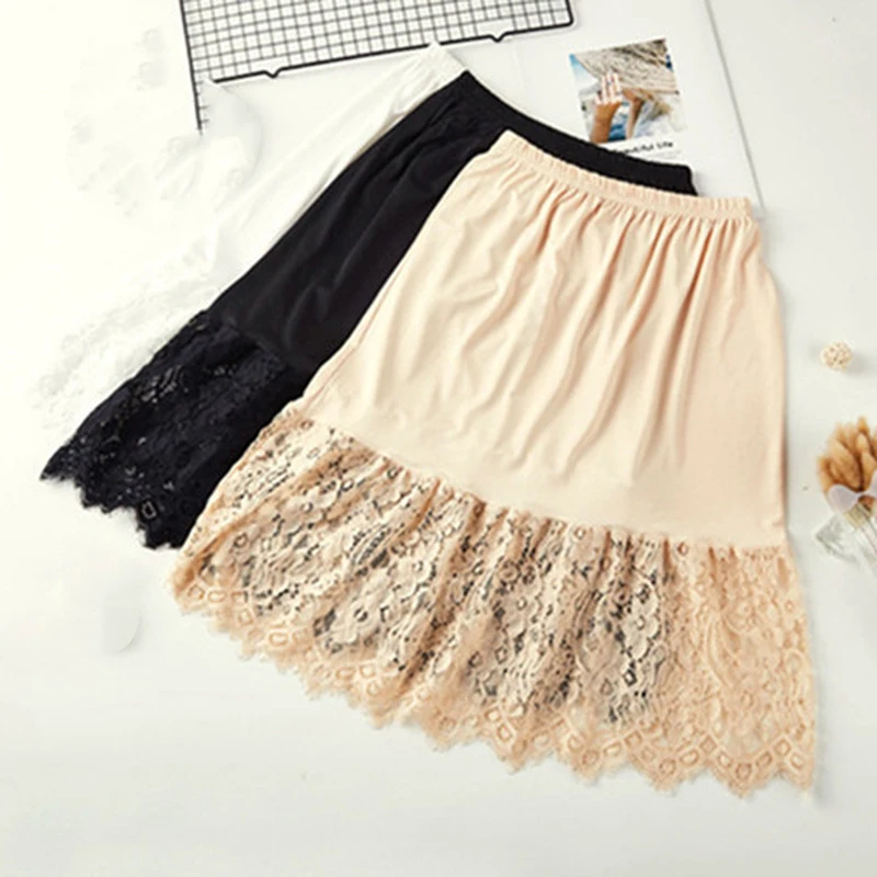 Womens Lace Underskirt Petticoat Under Dress Long Skirt Safety Skirt Summer Slips Women’s Casual Mini Skirts Skirt Underdress