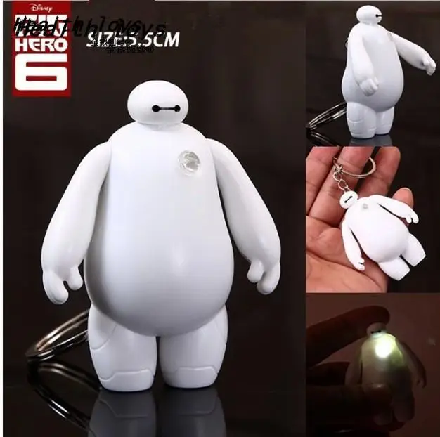 kawaii kids figuras anime toys Big Hero 6 Toys Baymax LED Lighting Sounds Keychains Pendants Actions Toys Birthday Gifts Toys